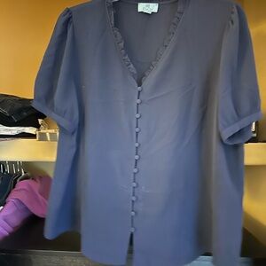 CeCe Ruffled V-Neck Purple Blouse